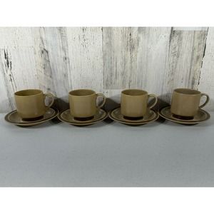 Hearthside‎ Stoneware Dogwood 4 Cups 4 Saucers Hand Painted Japan MCM